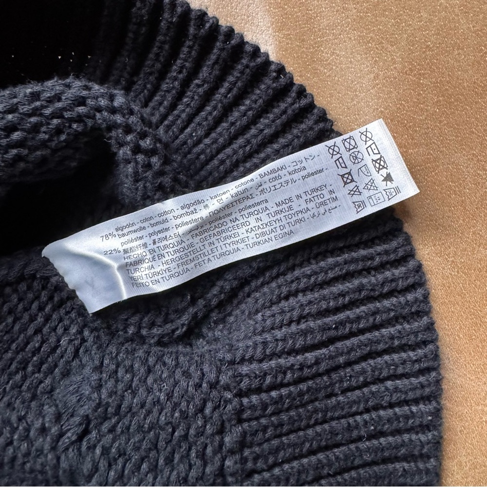 Black Knit Women's Sweater Vest Cotton blend layering knitwear texture cableknit - Picture 7 of 8